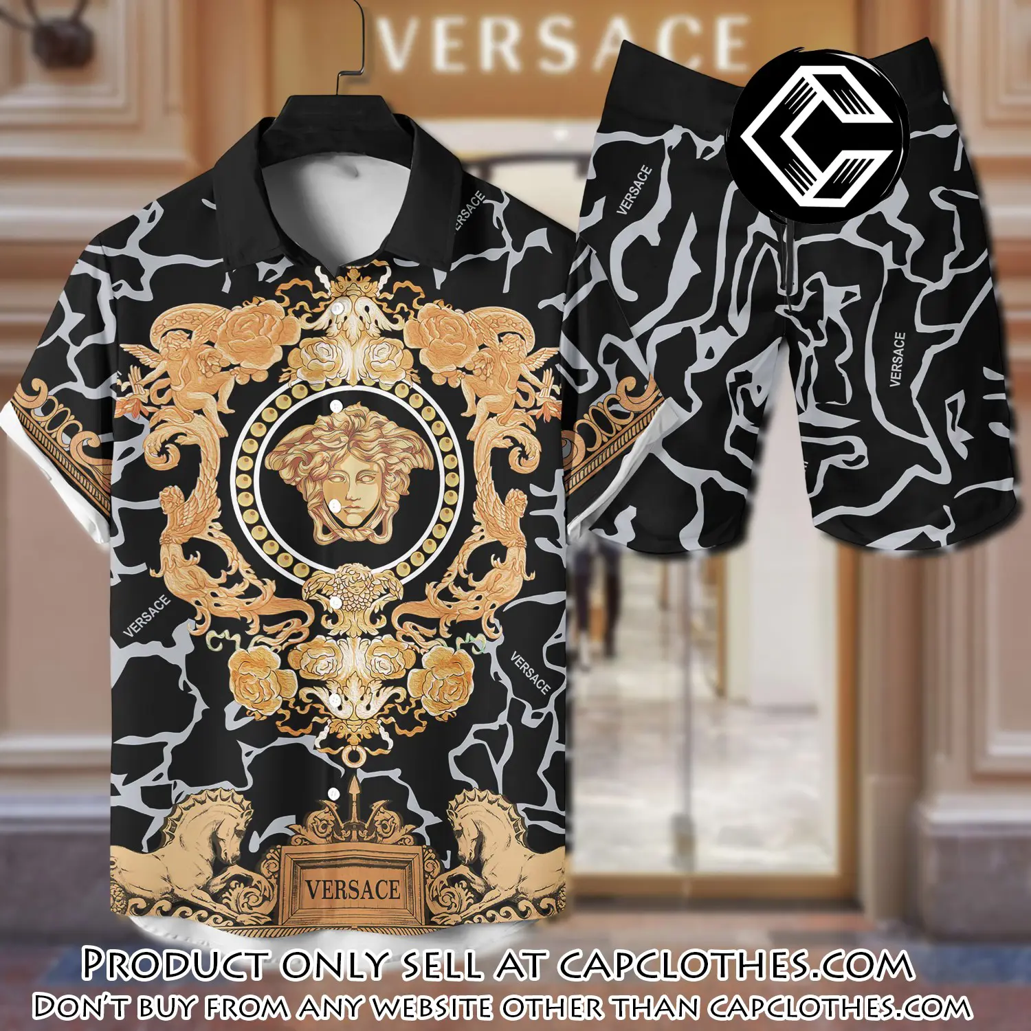Versace luxury hawaiian shirt & short set lhs1204 cc4557843